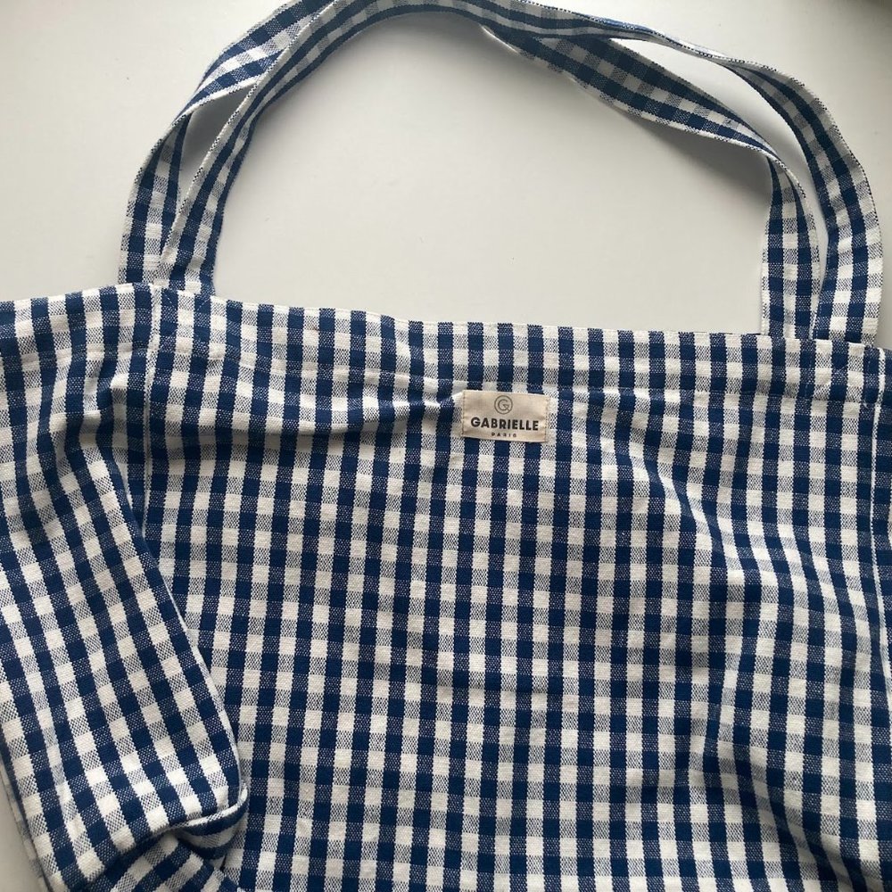 Gabrielle Paris Cotton Navy Gingham Tote